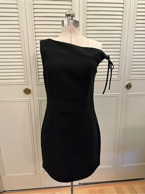 Meshki Black One-Shoulder Tie-Detail Dress